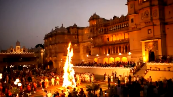 Holika Dahan in Udaipur by Royal Family of Mewar