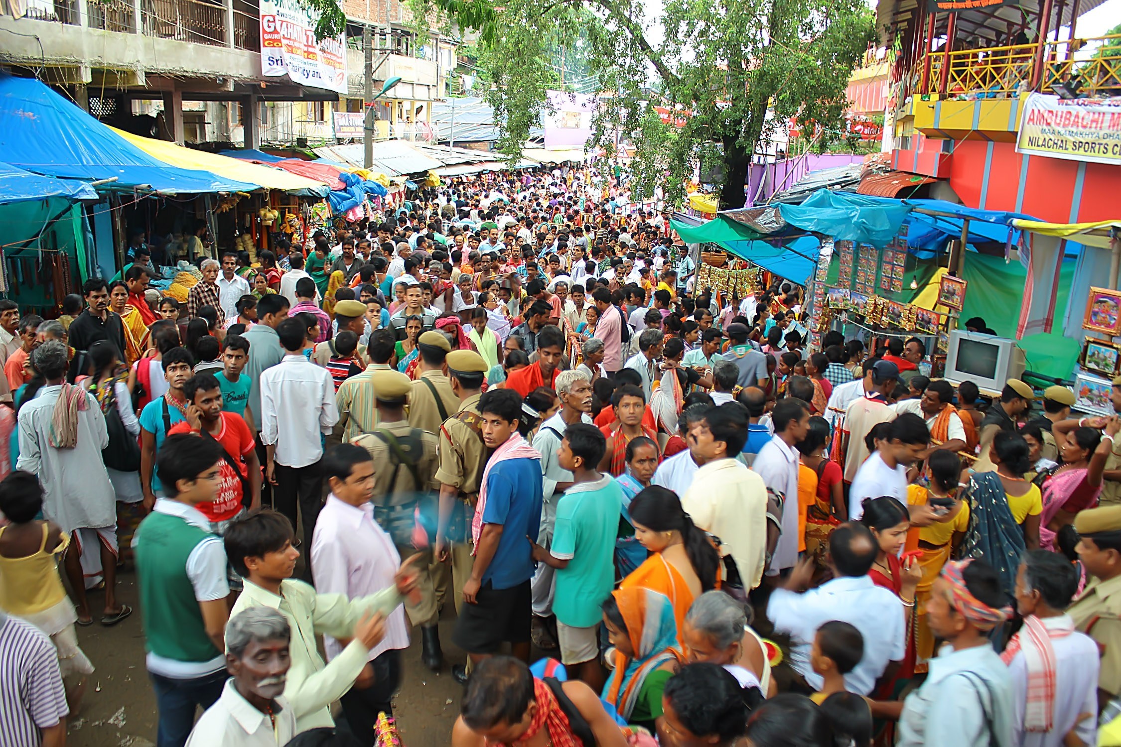 Gathering of people at Ambubashi Mela on Day 3 at Kamakhya Temple