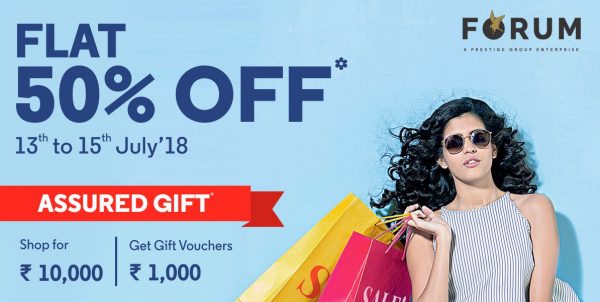 It’s FLAT 50% OFF at Forum Celebration Mall From 13 to 15 July 2018