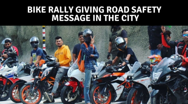 Bike Rally Giving Road Safety Message in the City