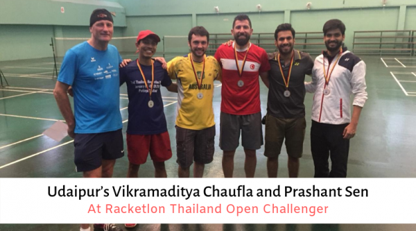 Udaipur’s Vikramaditya Chaufla and Prashant Sen at Racketlon Thailand Open Challenger