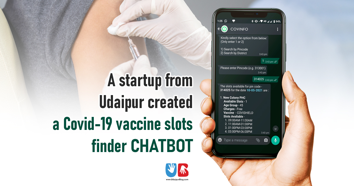 A startup from Udaipur created a Covid-19 vaccine slots finder chatbot
